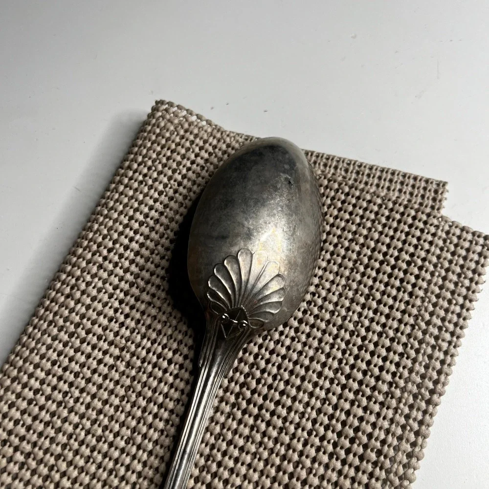 Vintage Silverplate Iced Tea Spoon Ornate King Richard Shell Pattern 8 Inch